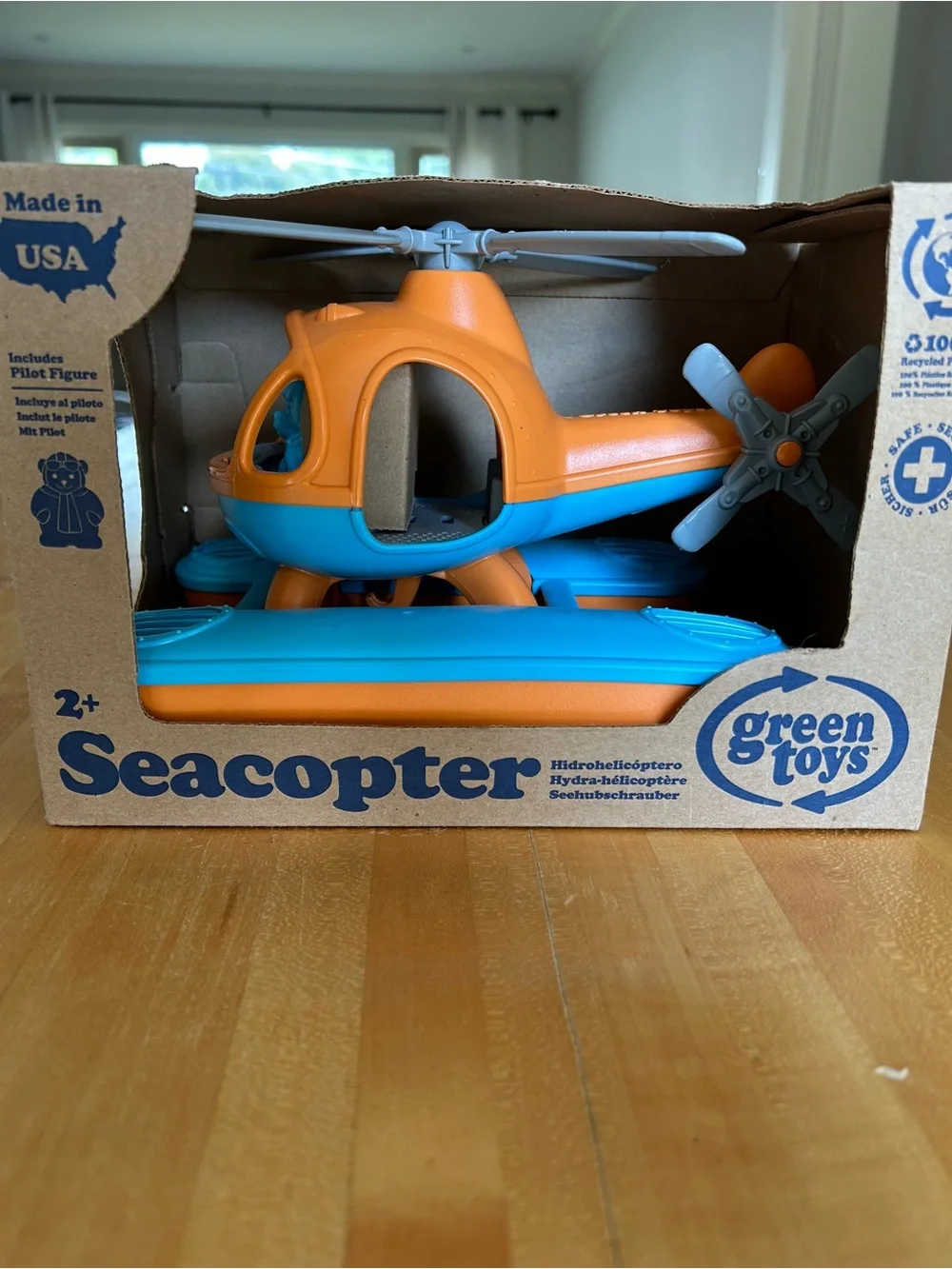 Green Toys Seacopter — Orange & Blue Floatable Helicopter Toy